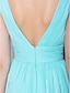billige Bryllupsbutikken-a-linje / slire / søyle brudepikekjole v-hals ermeløs åpen rygg gulvlengde georgette med kryss 2023