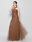 Χαμηλού Κόστους Φορέματα Παρανύμφων-κατάλληλος&amp;amp; Φόρεμα παράνυμφου flare φόρεμα για έναν ώμο αμάνικο κομψό τούλι στο πάτωμα με σταυρό