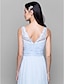 זול שמלות שושבינה-מעטפת \ עמוד צווארון V באורך הקרסול שיפון / תחרה שמלה לשושבינה  עם תחרה / בד בהצלבה על ידי LAN TING BRIDE®