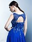cheap Evening Dresses-A-Line Elegant Floral Prom Formal Evening Dress Boat Neck Sleeveless Floor Length Chiffon Beaded Lace with Appliques 2020