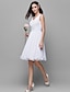 cheap Bridesmaid Dresses-A-Line Scoop Neck Knee Length Chiffon Bridesmaid Dress with Beading / Ruched by LAN TING BRIDE®