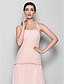 cheap Bridesmaid Dresses-Fit &amp; Flare Bridesmaid Dress Halter Neck Sleeveless Open Back Floor Length Chiffon with Criss Cross