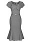 cheap Women&#039;s Dresses-Women&#039;s Work Simple / Vintage Cotton Trumpet / Mermaid Dress - Check Bow / Spring / Summer / Fall / Ruffle