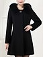 cheap Women&#039;s Coats &amp; Trench Coats-Women&#039;s Plus Size Coat,Solid Shirt Collar Long Sleeve Winter Blue / Black Wool / Others Thick