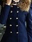 cheap Women&#039;s Coats &amp; Trench Coats-Women&#039;s Daily Casual Winter Solid Round Neck Long Sleeves Long Wool Others Ruffle Patchwork
