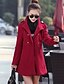 abordables Manteaux &amp; Trenchs Femme-Femme Quotidien Basique Hiver Grandes Tailles Manteau, Couleur Pleine Mao Manches Longues Rouge / Vin / Bleu royal XL / XXL / XXXL / Manche Gigot