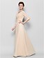 cheap Mother of the Bride Dresses-Sheath / Column Mother of the Bride Dress Elegant V Neck Floor Length Chiffon 3/4 Length Sleeve with Criss Cross Appliques 2022