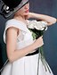 billige Cocktailkjoler-Balkjole Galla i kjole og hvidt Kjole V-hals Te-længde Spandex Blondelukning med Blonde Bælte / bånd Draperet 2020