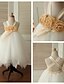cheap Flower Girl Dresses-Ball Gown Tea Length Flower Girl Dress - Satin / Tulle Sleeveless Straps with Bow(s) / Flower by
