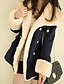 cheap Women&#039;s Coats &amp; Trench Coats-Women&#039;s Daily Basic Regular Coat, Color Block Fur Trim Camel / Red / Navy Blue