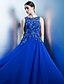 cheap Evening Dresses-A-Line Elegant Floral Prom Formal Evening Dress Boat Neck Sleeveless Floor Length Chiffon Beaded Lace with Appliques 2020