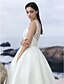 cheap Wedding Dresses-A-Line Wedding Dresses Bateau Neck Knee Length Organza Regular Straps Formal Casual Little White Dress Illusion Detail Backless with Lace Insert