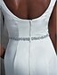 Χαμηλού Κόστους Νυφικά Φορέματα-Τρομπέτα / Γοργόνα Φορεματα για γαμο Τετράγωνη Λαιμόκοψη Ουρά μέτριου μήκους Σατέν Ιμάντες Απλό Μεγάλα Μεγέθη με Ζώνη / Κορδέλα Χάντρες 2022