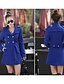 abordables Manteaux &amp; Trenchs Femme-Femme Quotidien Basique Hiver Grandes Tailles Manteau, Couleur Pleine Mao Manches Longues Rouge / Vin / Bleu royal XL / XXL / XXXL / Manche Gigot