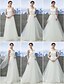 baratos Vestidos de Casamento-Linha A Decote Princesa Cauda Escova Tule Vestidos de casamento feitos à medida com Franzido de LAN TING BRIDE® / Praia / Duas Peças