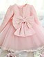 cheap Flower Girl Dresses-A-Line Knee Length Flower Girl Dress - Lace / Tulle Long Sleeve Jewel Neck with Bow(s) by LAN TING Express