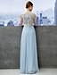 cheap Prom Dresses-A-Line Holiday Cocktail Party Prom Dress Illusion Neck Sleeveless Floor Length Chiffon Lace with Lace 2021 / Formal Evening