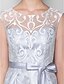 cheap Bridesmaid Dresses-A-Line Scoop Neck Knee Length Lace Bridesmaid Dress with Lace by LAN TING BRIDE® / See Through