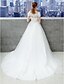 cheap Wedding Dresses-A-Line Off Shoulder Cathedral Train Lace / Tulle Made-To-Measure Wedding Dresses with Lace by LAN TING BRIDE® / Open Back