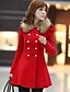 cheap Women&#039;s Coats &amp; Trench Coats-Women&#039;s Daily Casual Winter Solid Round Neck Long Sleeves Long Wool Others Ruffle Patchwork