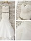 levne Svatební šaty-Svatební šaty Dlouhá vlečka Mořská panna Bez rukávů Srdcový výstřih Organza S Sklady Korálky 2023 Svatební šaty