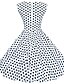 cheap Vintage Dresses-Women&#039;s Plus Size Going out Vintage A Line Dress - Polka Dot Square Neck All Seasons Cotton White Navy Blue S M L XL