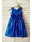 cheap Flower Girl Dresses-A-Line Knee Length Flower Girl Dress - Satin / Sequined Sleeveless Scoop Neck with Sequin / Bow(s) / Sash / Ribbon by LAN TING BRIDE®