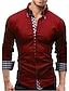 cheap Men&#039;s Casual Shirts-Men&#039;s Shirt Solid Colored Collar Spread Collar White Black Royal Blue Red Navy Blue Long Sleeve Office / Career Daily Slim Tops Business Casual Daily / Spring / Fall / Work