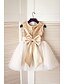 abordables Vestidos de dama de honor-A-Line Knee Length Flower Girl Dresses Pageant Tulle Sleeveless Jewel Neck with Bow(s) 2022