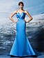 Χαμηλού Κόστους Φορέματα ειδικών περιστάσεων-Τρομπέτα / Γοργόνα Κομψό Επίσημο Βραδινό Φόρεμα Καρδιά Αμάνικο Ουρά Σατέν με Χιαστί 2020