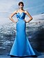 ieftine Rochii Ocazii Speciale-Mermaid / Trumpet Elegant Formal Evening Dress Sweetheart Neckline Sleeveless Sweep / Brush Train Satin with Criss Cross 2020