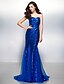levne Abendkleider-Mermaid / Trumpet Sparkle &amp; Shine Beaded &amp; Sequin Holiday Cocktail Party Formal Evening Dress Sweetheart Neckline Sleeveless Court Train Sequined with Sequin