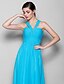 cheap Bridesmaid Dresses-Sheath / Column Bridesmaid Dress Halter Neck Sleeveless Open Back Floor Length Chiffon with Criss Cross