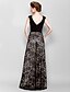 cheap Mother of the Bride Dresses-Sheath / Column V Neck Floor Length Lace / Georgette Mother of the Bride Dress with Criss Cross by LAN TING BRIDE®