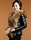 cheap Women&#039;s Fur &amp; Faux Fur Coats-Women&#039;s Daily / Going out Winter Patchwork V Neck Long Sleeve Faux Fur Classic Black XL / XXL / XXXL