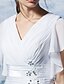 cheap Wedding Dresses-A-Line Wedding Dresses V Neck Sweep / Brush Train Chiffon Short Sleeve Floral Lace with Sash / Ribbon Beading Appliques 2020
