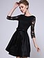 cheap Romantic Lace Dresses-Women&#039;s Lace Plus Size Going out Sophisticated Lace Little Black Skater Dress - Solid Colored Boat Neck Spring Black XXXL XXXXL XXXXXL