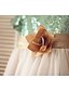 זול שמלות לילדות פרחים-גזרת A עד הריצפה שמלה לנערת הפרחים - טול / נצנצים שרוולים קצרים עם תכשיטים עם נצנצים / סרט / פרח על ידי LAN TING BRIDE®