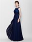 cheap Mother of the Bride Dresses-Sheath / Column Scoop Neck Floor Length Chiffon / Lace Mother of the Bride Dress with Lace by LAN TING BRIDE® / See Through