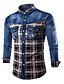 cheap Men&#039;s Tops-Men&#039;s Daily Plaid Long Sleeves Cotton Polyester