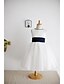 cheap Flower Girl Dresses-A-Line Knee Length Flower Girl Dress - Satin Tulle Sleeveless Scoop Neck with Ribbon
