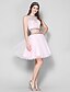cheap Special Occasion Dresses-Ball Gown Jewel Neck Short / Mini Tulle Two Piece Cocktail Party / Prom Dress with Beading / Crystals by