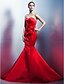 billige Suknie wieczorowe-Mermaid / Trumpet Dress Formal Evening Floor Length Sleeveless Sweetheart Satin with Bow(s) Side Draping 2024