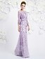 preiswerte Abendkleider-A-Linie Formeller Abend Kleid U-Ausschnitt Boden-Länge Satin mit Perlenstickerei 2020