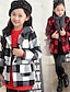 cheap Outerwear-Girls&#039; Check Long Sleeve Long Jacket &amp; Coat Black
