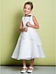 cheap Flower Girl Dresses-A-Line Tea Length Lace / Organza Sleeveless Scoop Neck with Lace / Beading
