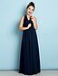 cheap Junior Bridesmaid Dresses-A-Line Halter Neck Floor Length Chiffon Junior Bridesmaid Dress with Criss Cross / Draping