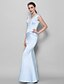 cheap Bridesmaid Dresses-Mermaid / Trumpet Bridesmaid Dress V Neck Sleeveless Elegant Floor Length Satin / Lace with Lace