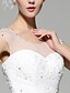cheap Wedding Dresses-A-Line Scoop Neck Chapel Train Organza Made-To-Measure Wedding Dresses with Beading / Appliques / Criss-Cross by