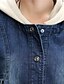 olcso Női kabátok és ballonkabátok-Női Traper jakne Utcai sikk Kapucni Hosszú Egyszínű Farmer Kék